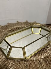 Vintage Beveled Mirror Crowning Touch Wall Decor Or Mirrored Tray Gold & Floral picture