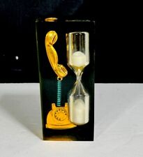 Vintage Lucite Sand Timer Gold/Blue Telephone Made In Hong Kong Phone Timer RARE picture