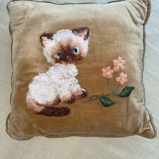 Vtg Velvet Kitten Pillow picture