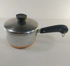 Revere Ware 1 QT Sauce Pan With Lid Copper Bottom Pot 1801 Double Rings picture