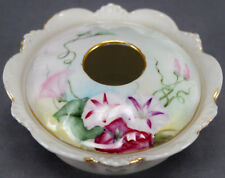 Mavaleix Limoges Hand Painted Pink Morning Glories Hair Receiver C. 1908 - 1914 picture