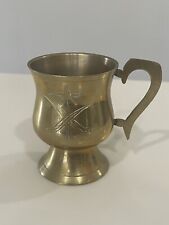 Vintage Brass Etched Tea Cup 3” picture