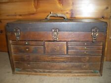 Machinist Box 8 Drawer Tool Box Antique Chest Wood / Solid Oak Cabinet picture