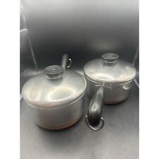 Lot Of Two 2 Revere Ware 1 Qt Sauce Pan Pot w/ Lid Stainless Steel Copper Clad picture