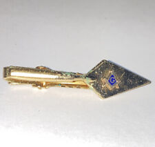 Vintage Anson Freemason Masonic Goldtone Trowel Clip Tie Bar picture