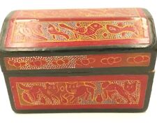 Traditional Wooden Hand Painted Lacquer Box Olinala, Mexico 4.5