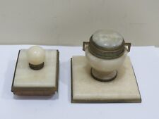 Antique Onyx Inkwell & Roller Blotter Set picture
