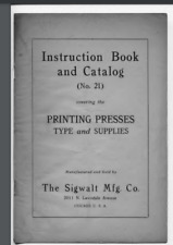 Sigwalt instruction book and catalog no 21 manual 40 pages Printing presses etc. picture