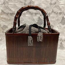 Japanese-Style Bamboo Craft Yukata Bag With Drawstring Basket Handbag picture