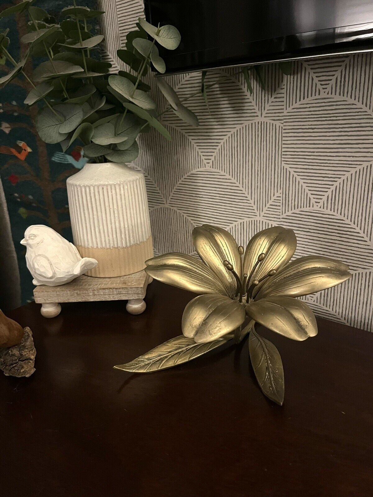 Vintage Brass Flower Ashtray With Removable petals Lotus Lily MCM