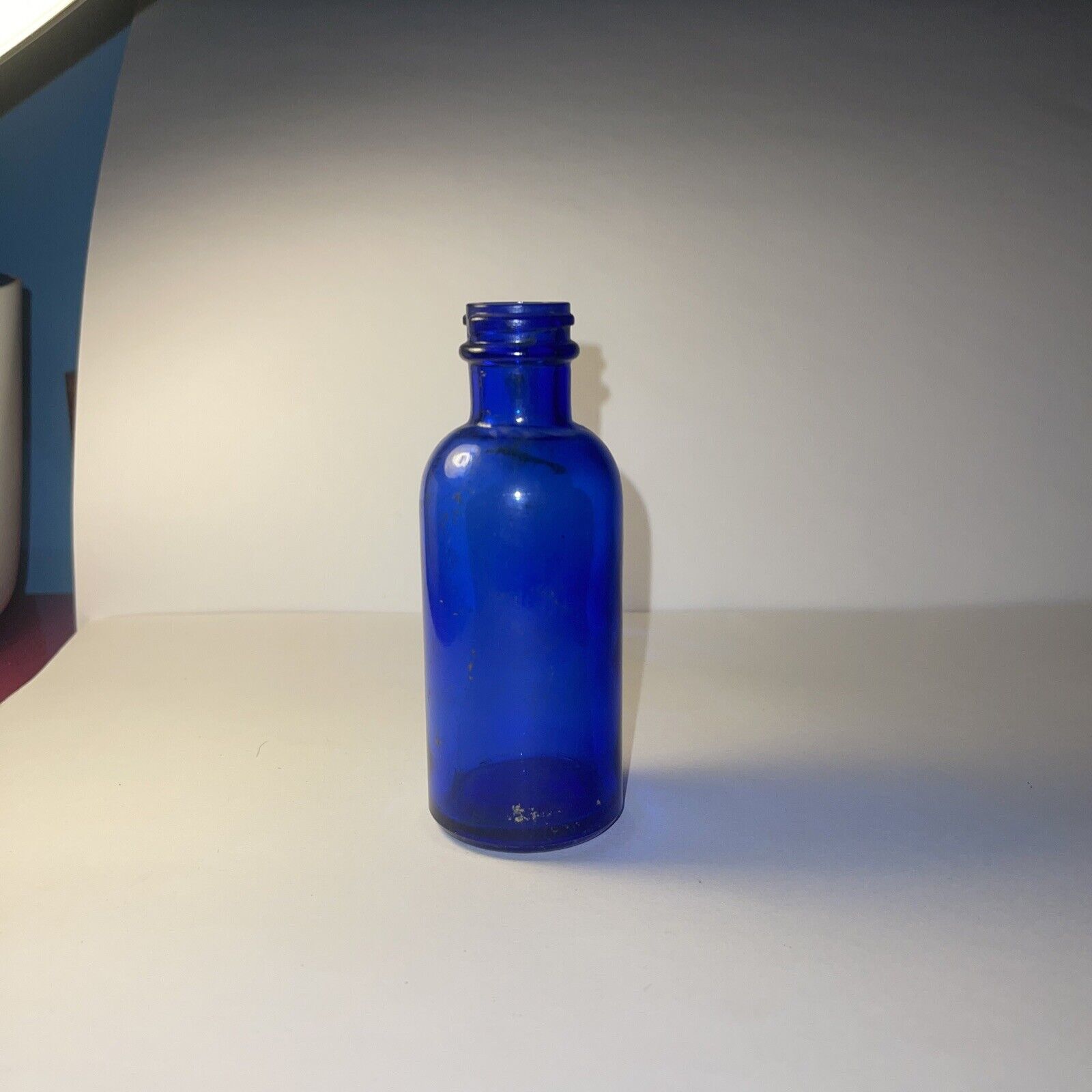 Cobalt blue glass embossed Bottle Depression Glass - Small