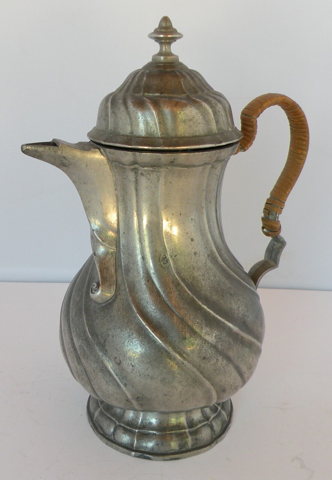 Antique German pewter pitcher, pot early 19th Century, Angel hallmark