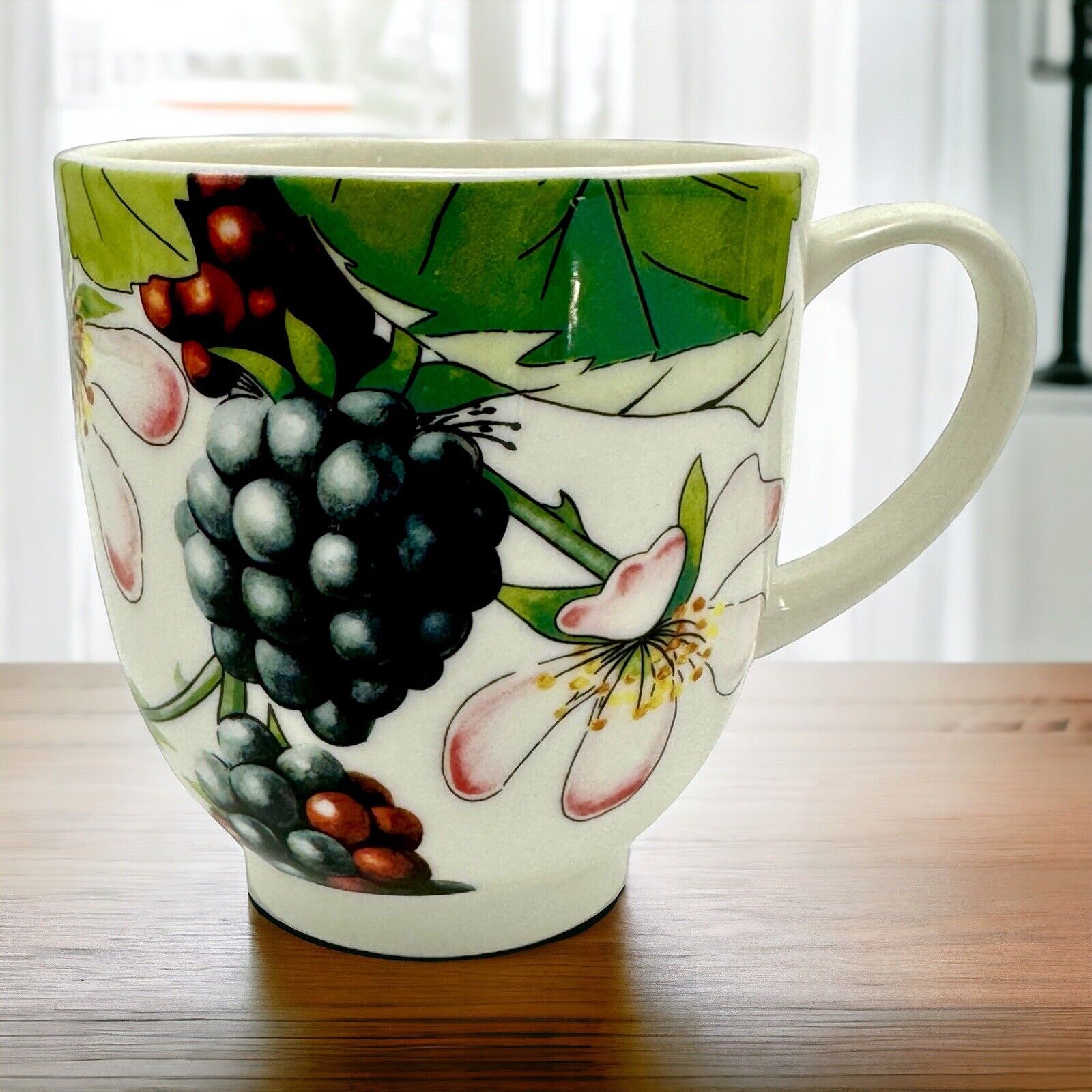 HTF Portmeirion Eden Fruits Blackberry Blossom Floral Ceramic Coffee Mug Cup
