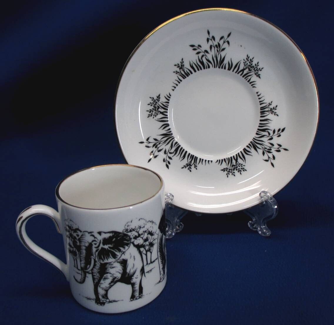 RARE CROWN STAFFORDSHIRE AFRICAN ANIMALS CUP & SAUCER ELEPHANT