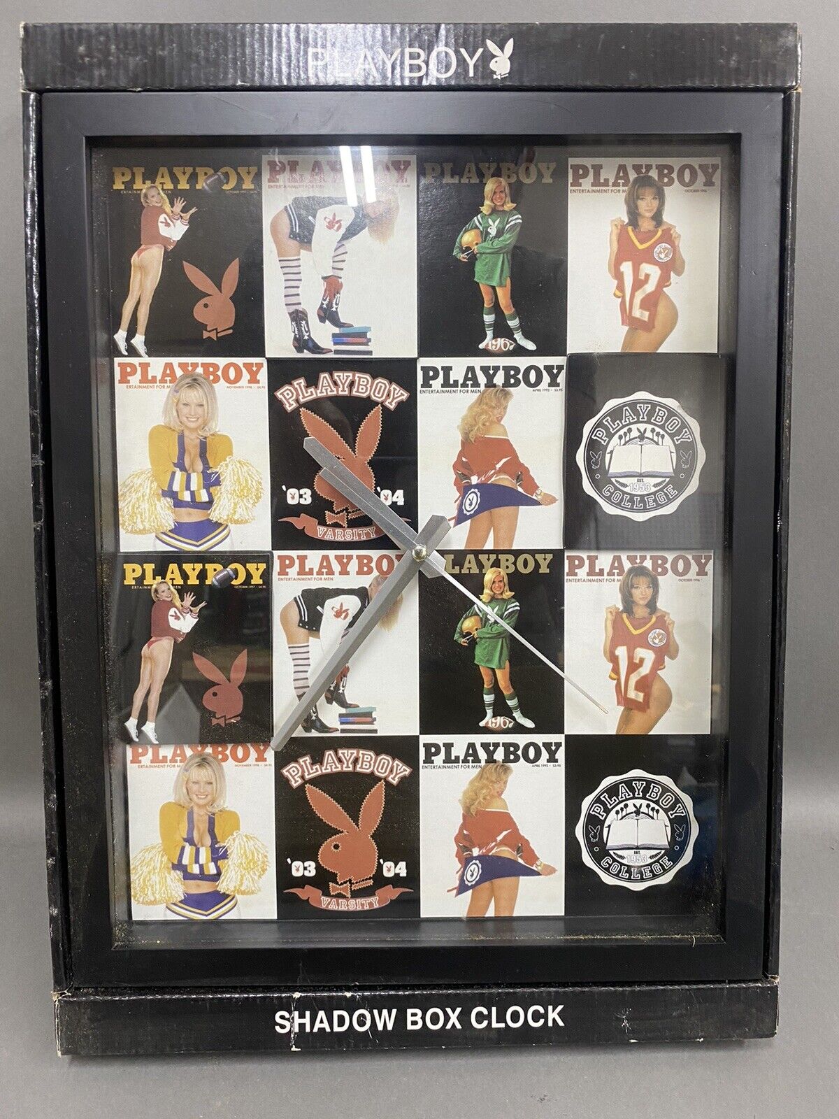 Playboy Shadow Box Clock NEW IN BOX  Multiple Magazine Covers