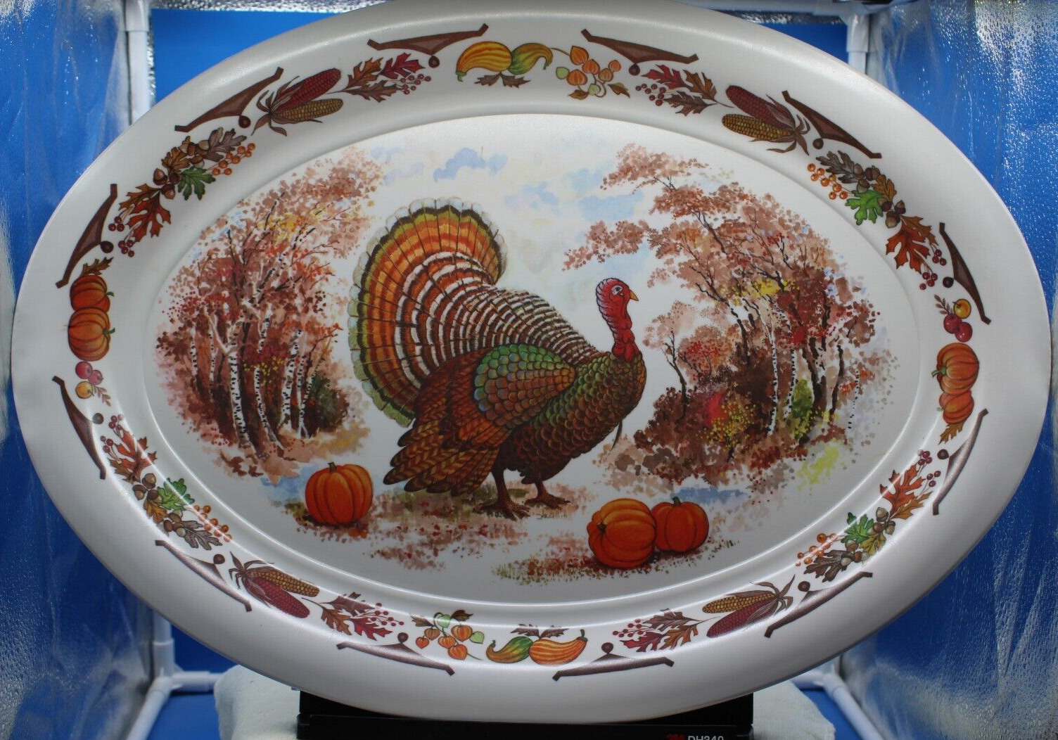 Vintage Bakelite XL Thanksgiving Turkey Platter - Harvest Theme