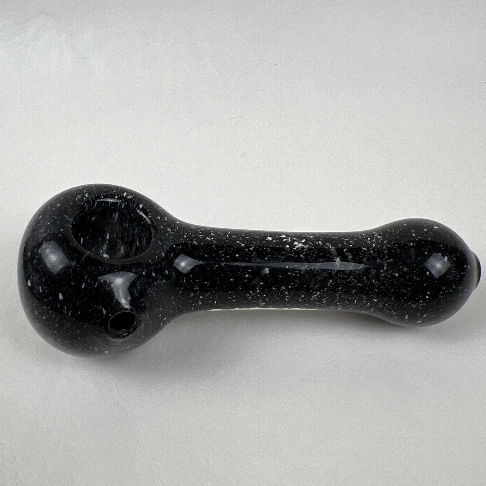 4.75 Black Speckled Thick Glass Tobacco Smoking Pipe Handmade Tobacco Herb Pipe