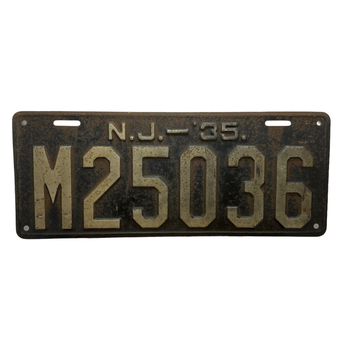 antique 1935 New Jersey license plate # M25036 Expired Single Plate