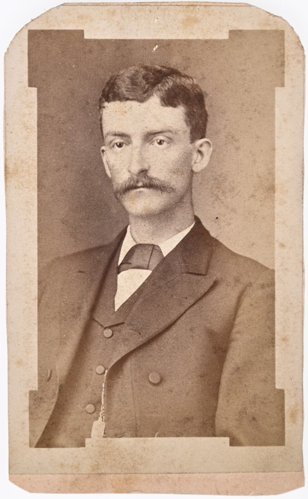 ANTIQUE CDV CIRCA 1880s SMITH HANDSOME MAN WITH MUSTACHE ZANESVILLE OHIO