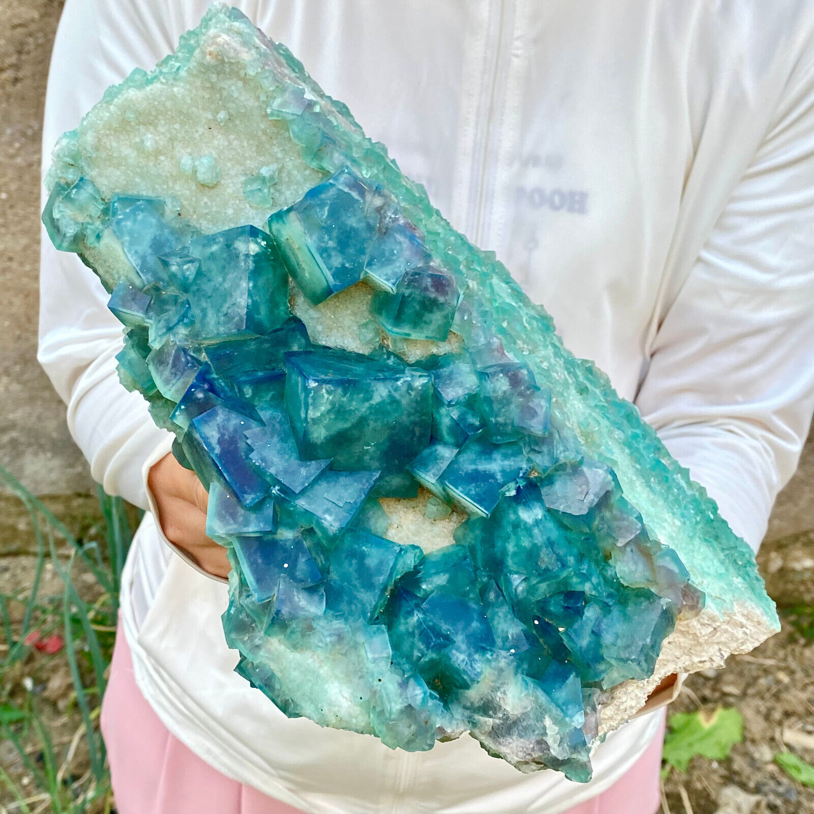 12.2LB NATURAL Green FLUORITE Quartz Crystal Cluster Mineral Specimen.