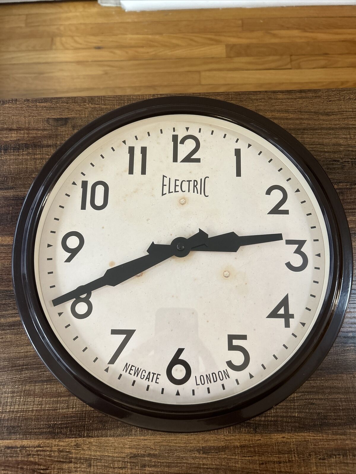 Rare Vintage Newgate London Wall Clock By Electric 13.5” Brown Tested Works
