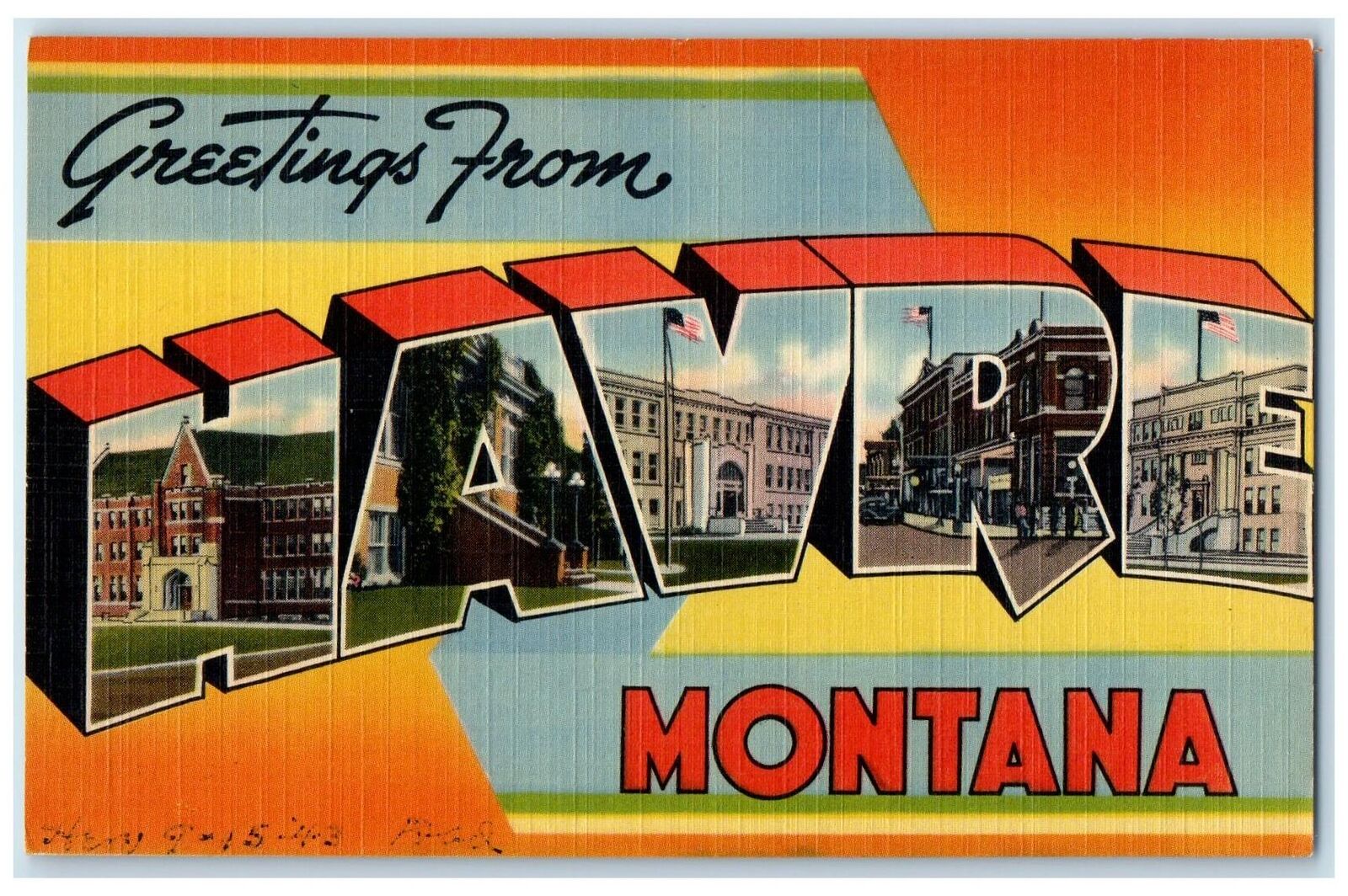 c1940's Large Letter Greetings From Havre Montana MT Unposted Vintage Postcard