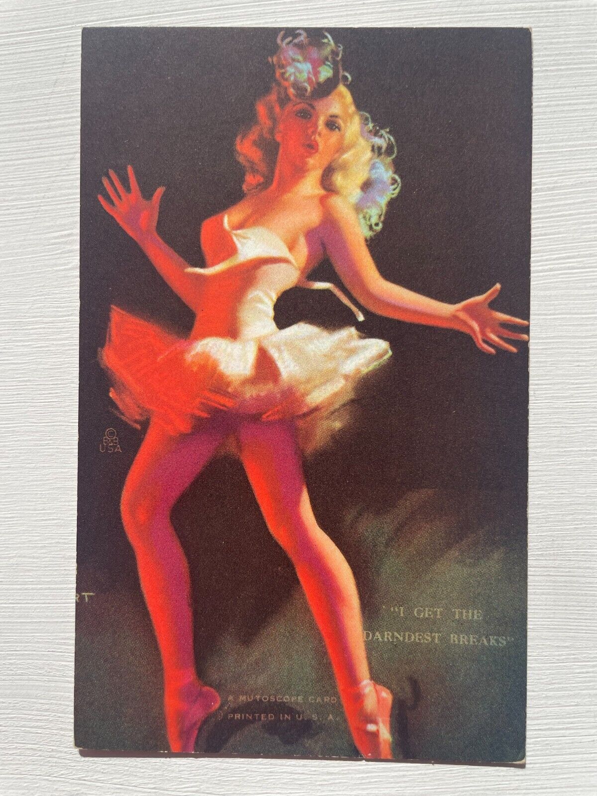 1940\'s Pinup Girl Picture Mutoscope Card- Zoe Mozert- Dancing Showgirl