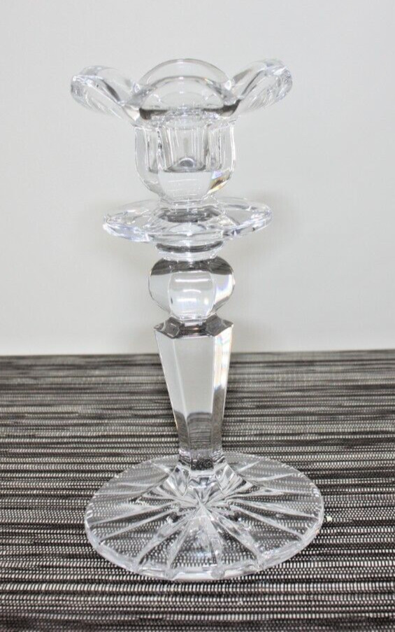 Gus Khrustalny Etched Russian 24% Lead Crystal Candle Holder 7.5”