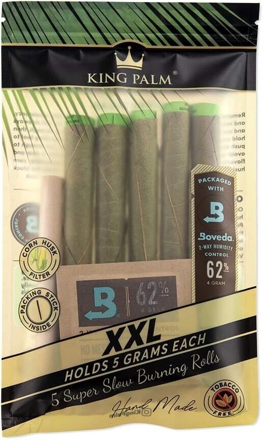 King Palm | XXL Size | Natural | Organic Prerolled Palm Leafs | 5 Rolls