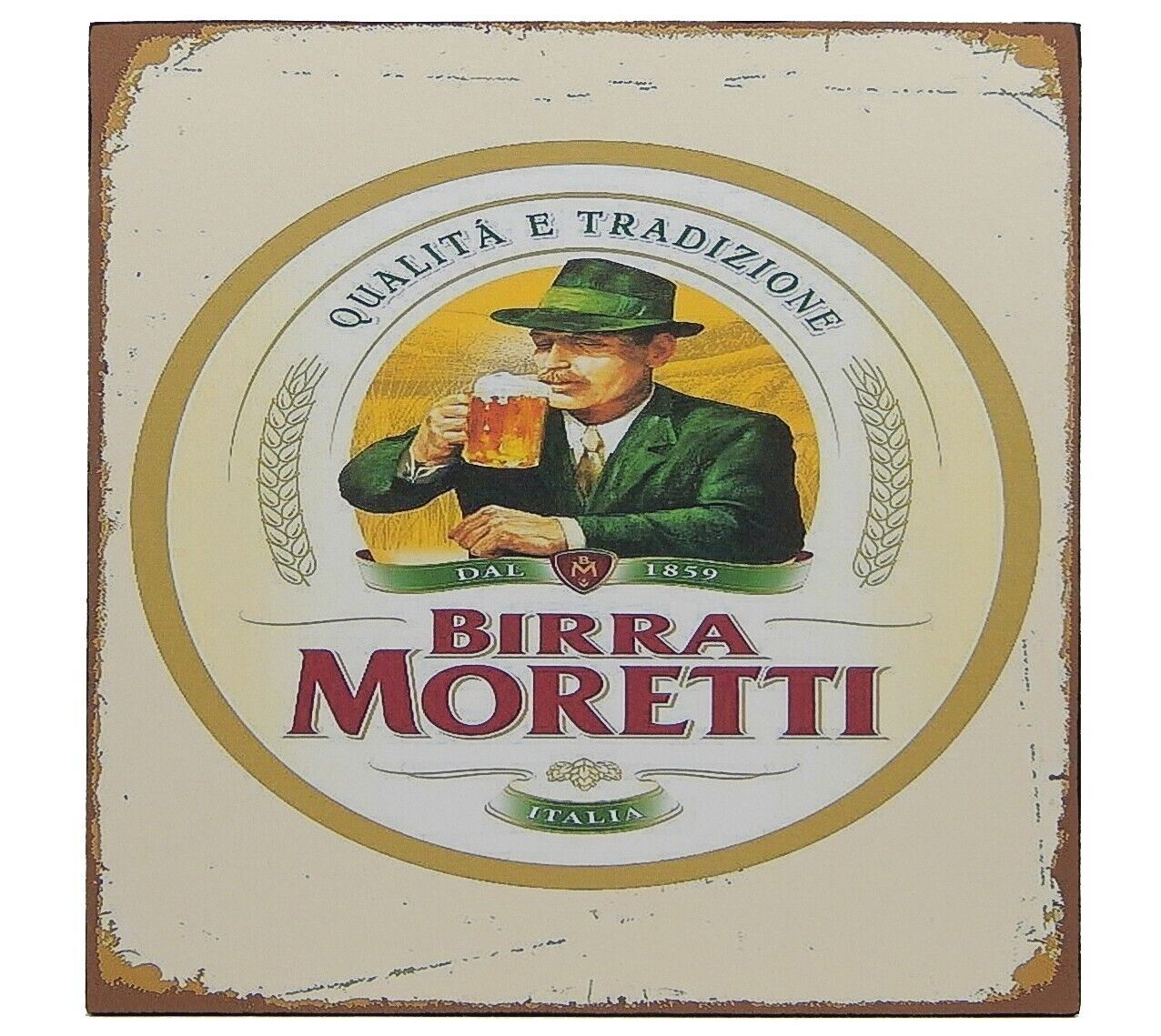 Birra Moretti Italian Italy Beer Retro Sign Shelf Sitter Pub Bar Man Cave 5 x 5\