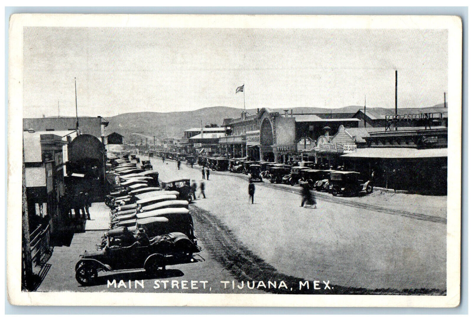 c1940's Business District Main Street Tijuana Mexico Unposted Vintage Postcard