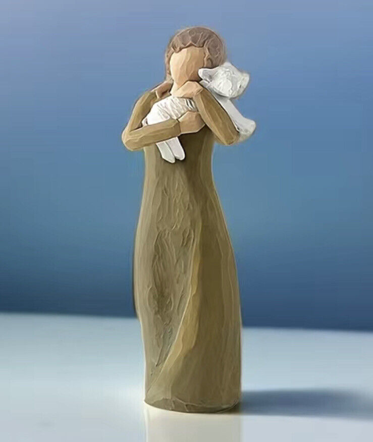A Girl & Her Dog / Lamb Figure Statue Tall Girl Woman Reminiscent Of Willow Tree