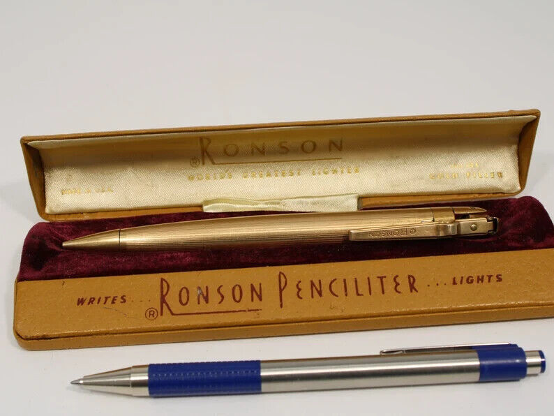 Vintage Ronson 1-20 14k Gold Pencil Lighter - 1940's - Sparks with New Flint