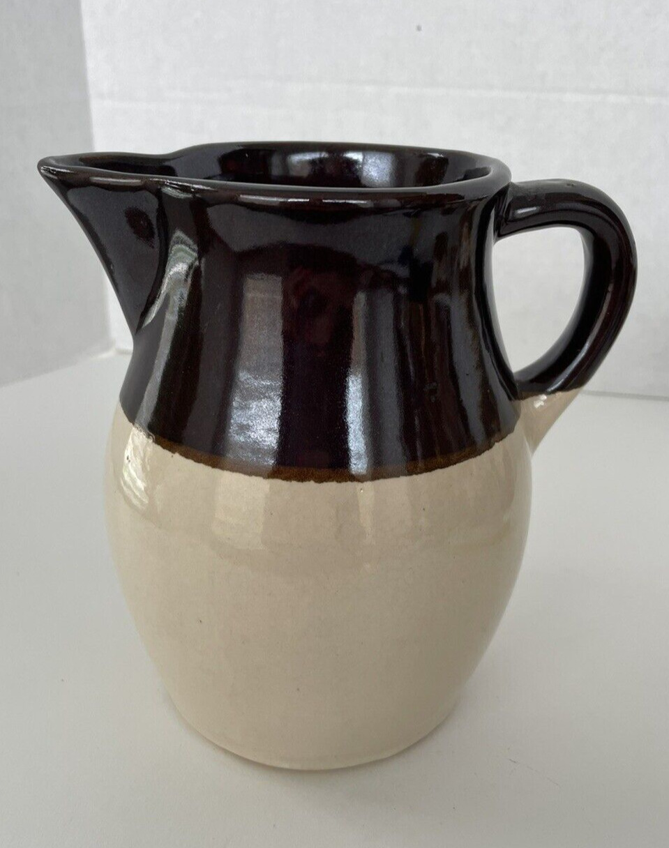 Vintage Pottery Roseville Pitcher USA Brown Cream RRP Co. 6”