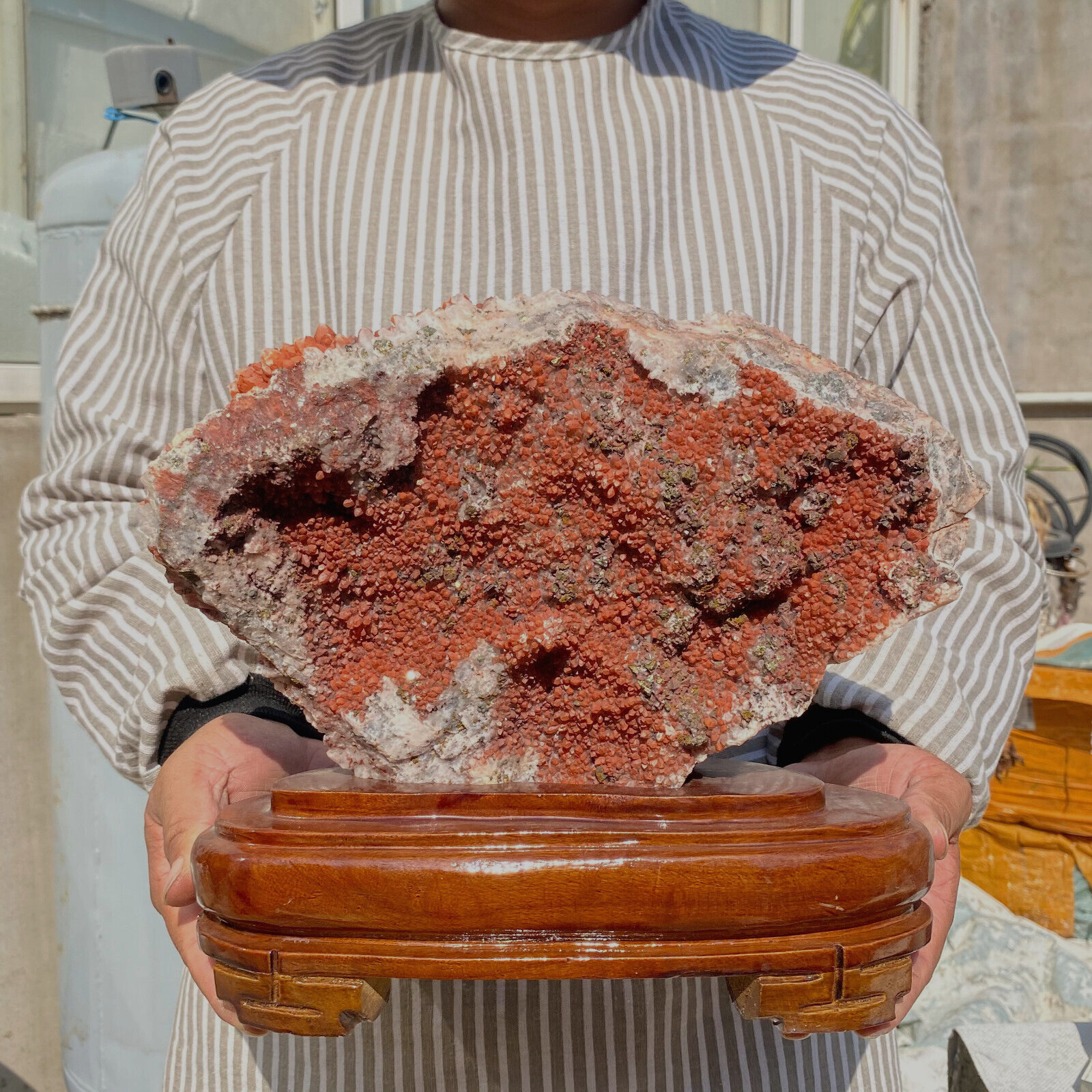 5180g Large Chalcopyrite Hematite Red Quartz Crystal Cluster Rough Specimen