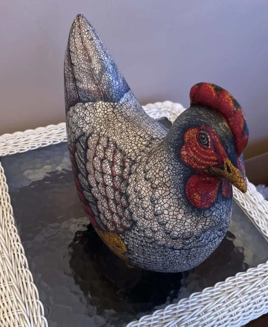 @That Mexican OT Cock Rooster Artisan Hand Painted 1990’s  2LBS For Tours