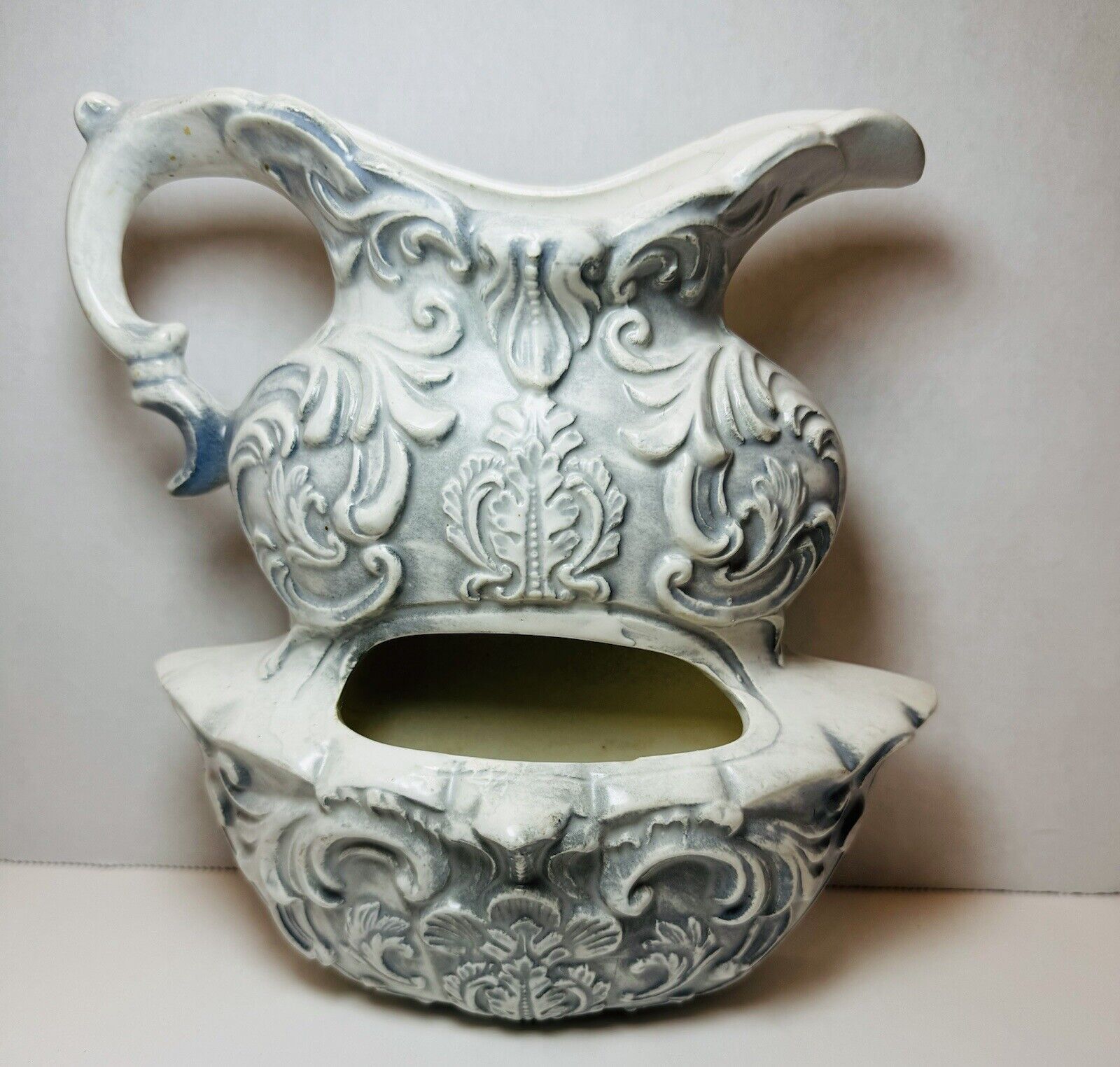 Vintage Porcelain Wall Art Teapot Flowers Victorian Wall Art Vase Pocket