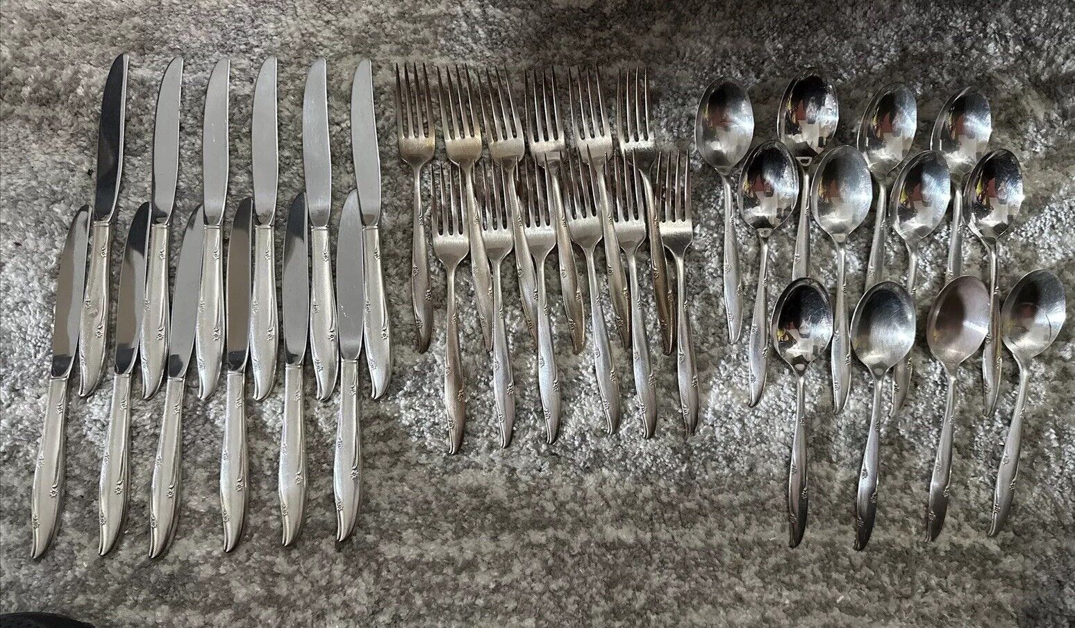 43 Pc Oneida Community SILVER PLATED FLOWERS FLATWARE SET Preowned 2 Spoon Stain