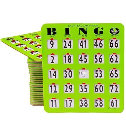 MR CHIPS Jam-Proof Easy-Read Large Print Fingertip Bingo Cards with Sliding W...