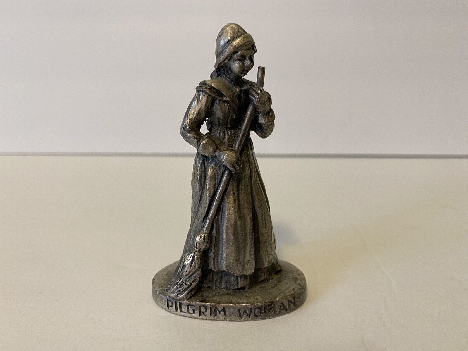 Pewter Pilgrim Woman Figurine 