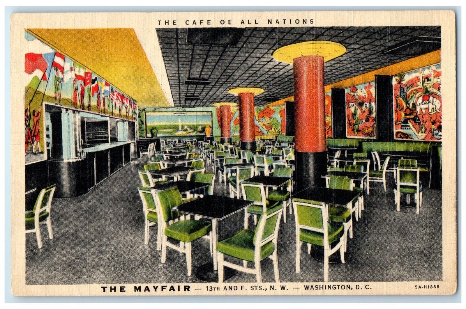 c1940's The Mayfair Cafe Restaurant Washington District Of Columbia DC Postcard
