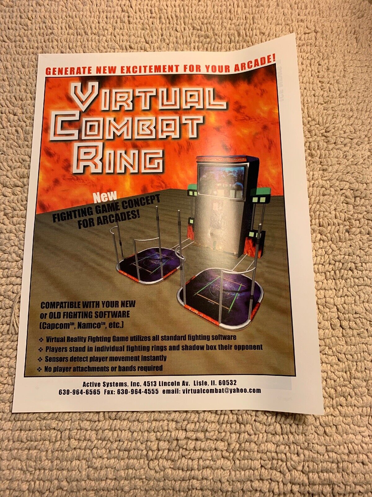 Original ad  11- 8 \'\' Virtual Combat Ring ARCADE video GAME FLYER