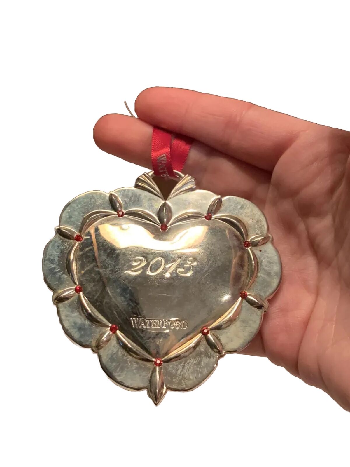 Waterford 2013 Our First Christmas Together Silver Tone Heart Ornament