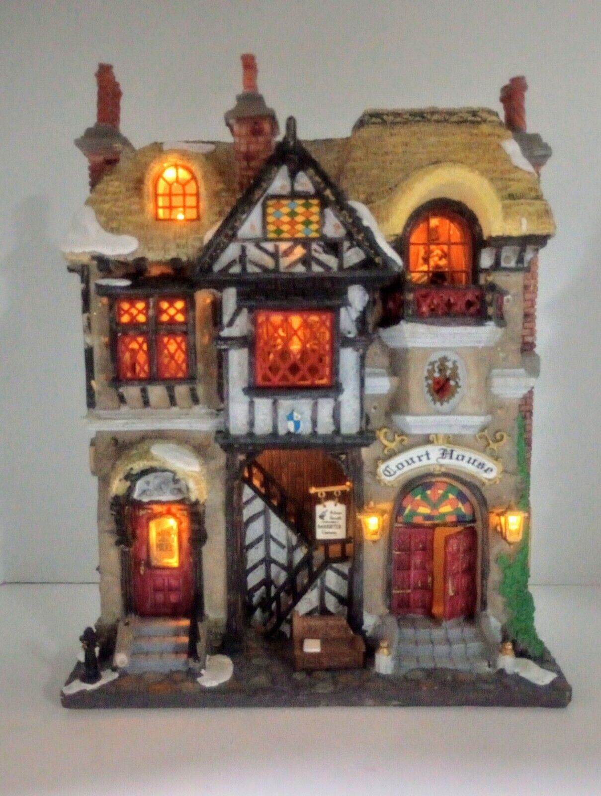 Lemax Christmas Village Hall o f Justice Police Station Facade Lighted Magical 