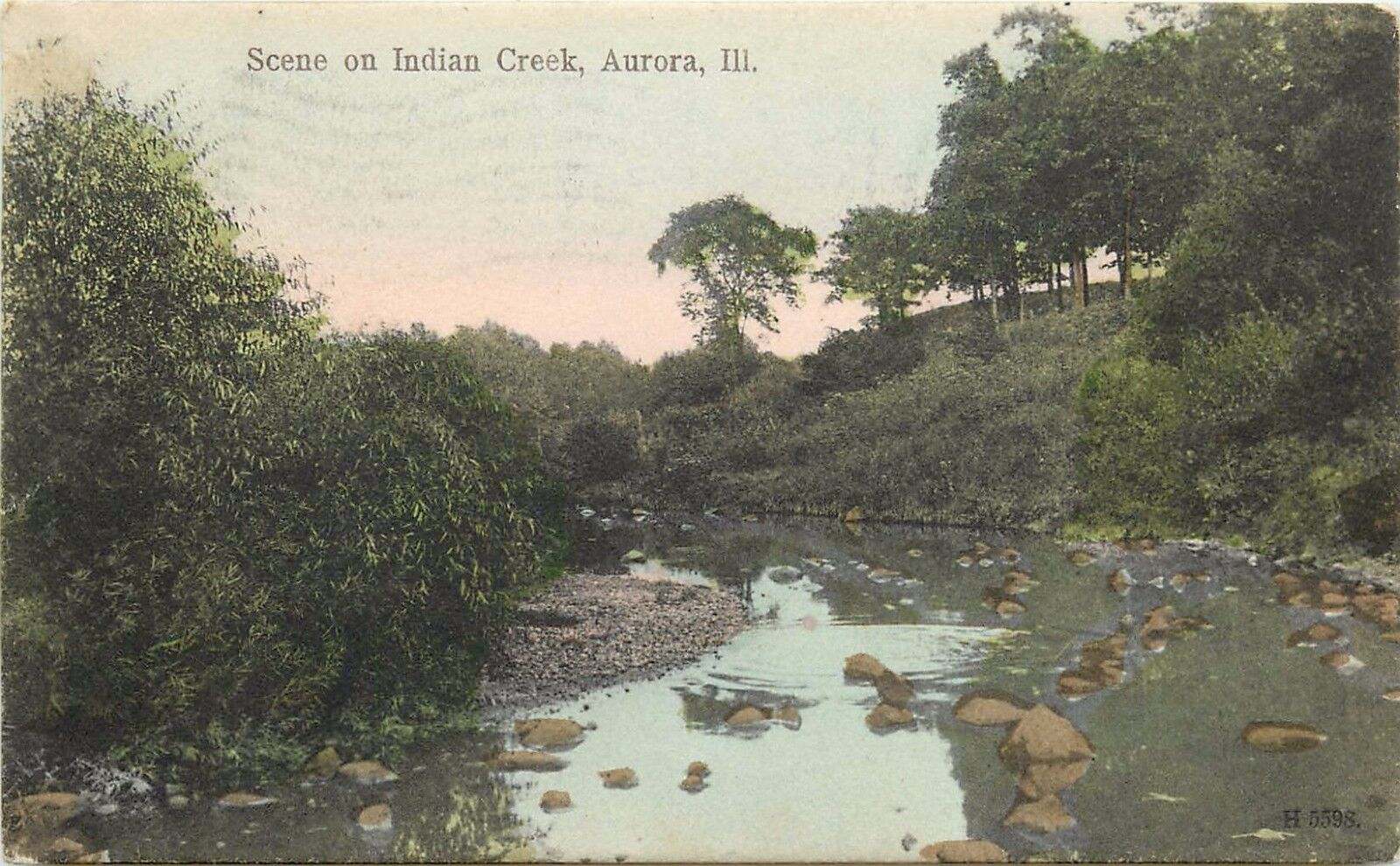 Postcard Rockford Illinois Indian Creek Aurora pm 1907
