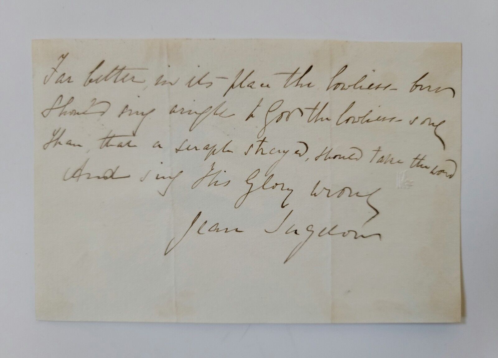 Jean Ingelow hand written poem English Poet Novelist Signature