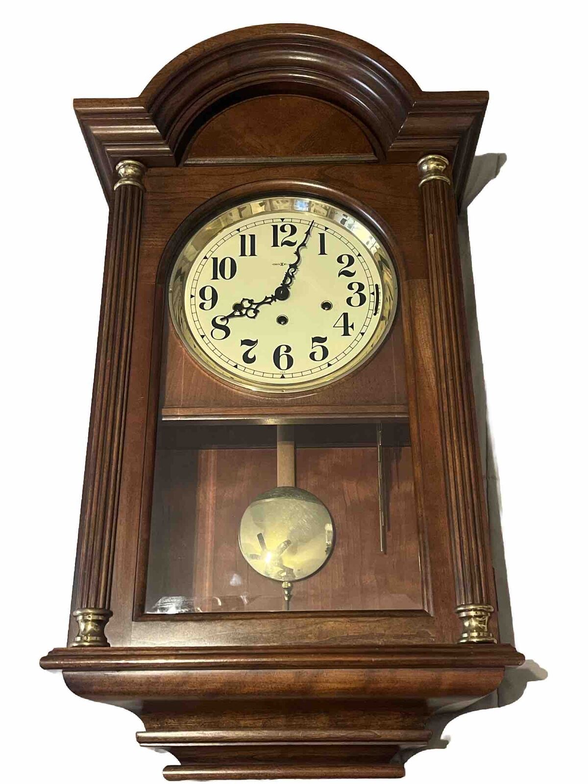 Howard Miller #612-670 Cherry Triple Chime Wall Clock IMMACULATE CONDITION