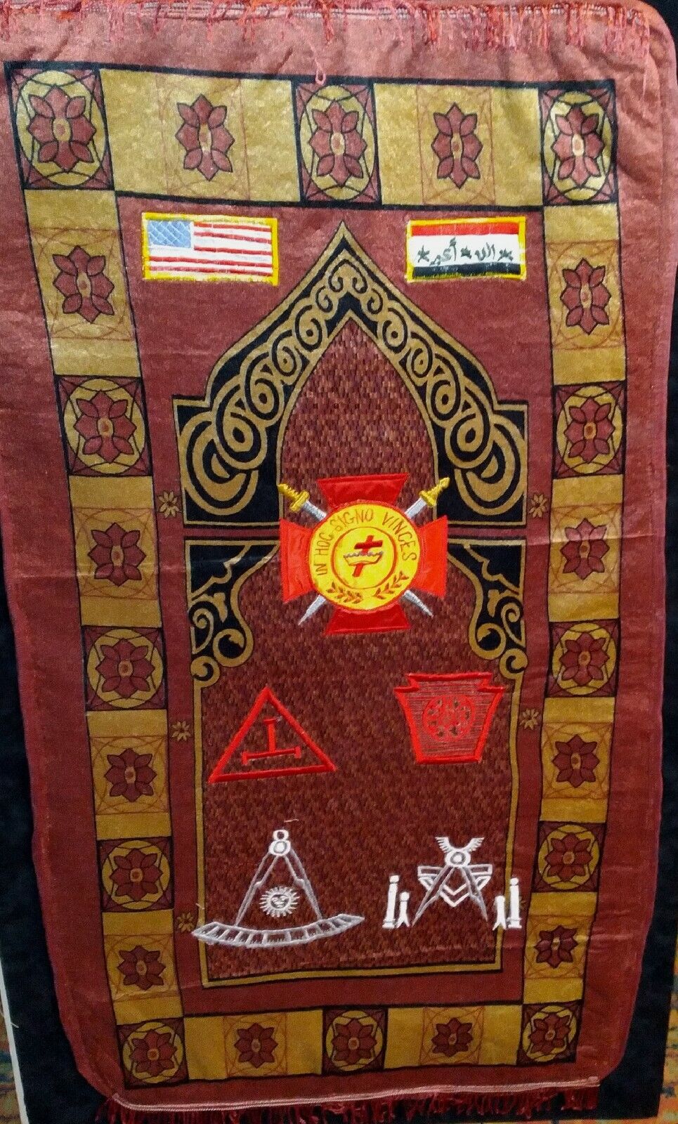 Rare Freemason Masonic Fringe Rug Tapestry Hanging Large Wall Art 44