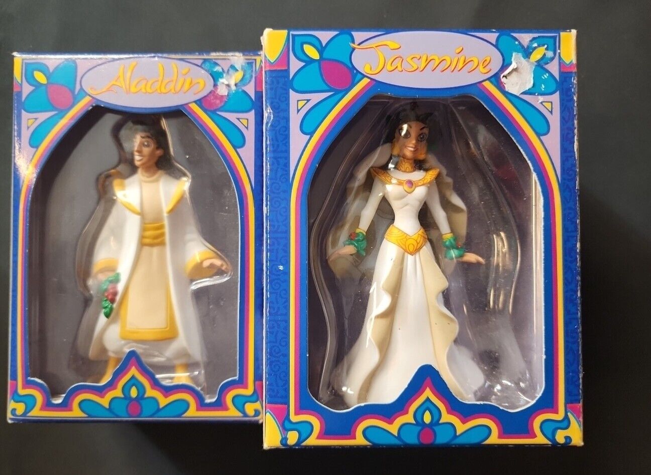2 Vtg NEW Disney Aladdin & Jasmine First Issue Grolier Collectibles Ornaments