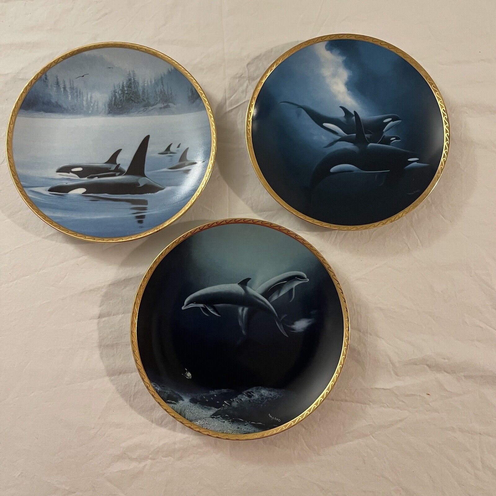 Wyland Hamilton Collector Plates GREAT MAMMALS OF THE SEA Lot Of 3